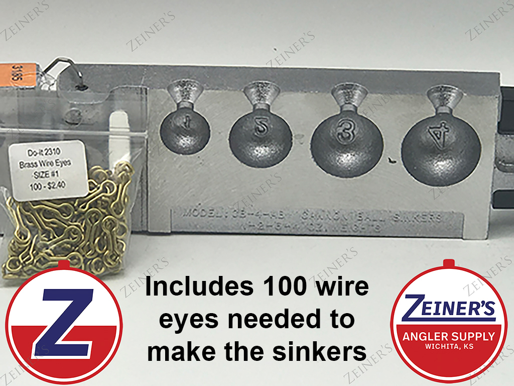 3185 New Do-It Cannon Ball Sinker Mold w//Sz 1 Wire Eyes 1,2,3,4 oz 4 cavity mold