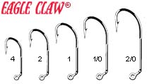 Eagle Claw Style 410 - 413 60 Degree O'Shaugnessy Jig Hooks