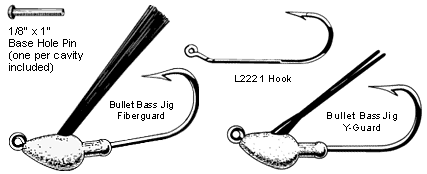 Wdls Bullet Bass Mold BBJ-3-AY, Sz: 1/4, 3/8, 1/2 (#3248)