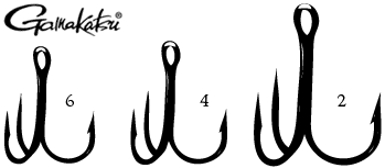 Gamakatsu Treble Hooks, Round Bend, Size: 2