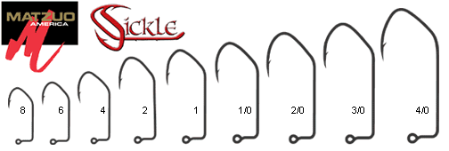 100 - Size 2 Matzuo Red Sickle Jig Hooks Fits Eagle Claw 570 or 575 Do It  Molds