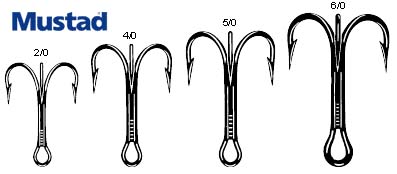 Treble Hooks 3551; Size 7/0 Weighted snag hook, Box of 10 - Delta Net and  Twine
